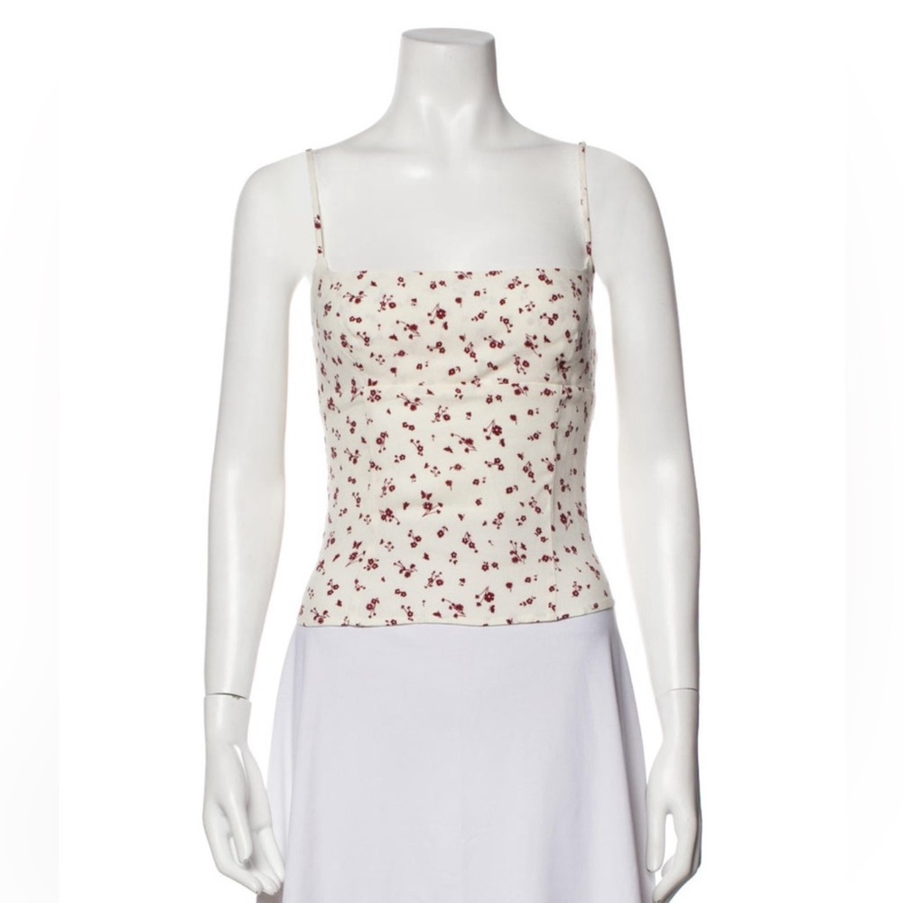 Reformation Cream and Red Floral Camisole